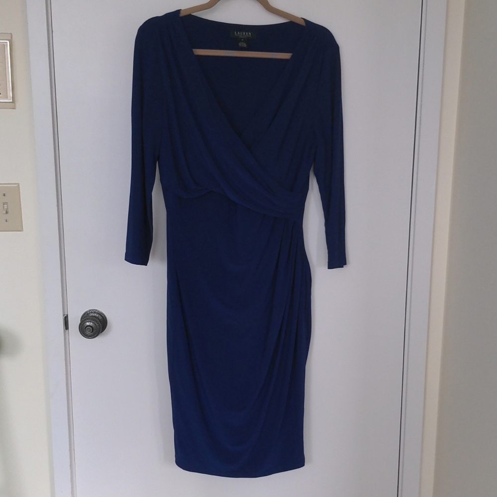 Ralph Lauren striking blueish purple cocktail dress 12